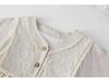 Girls' Spring Retro French Lace Long Sleeve Dress