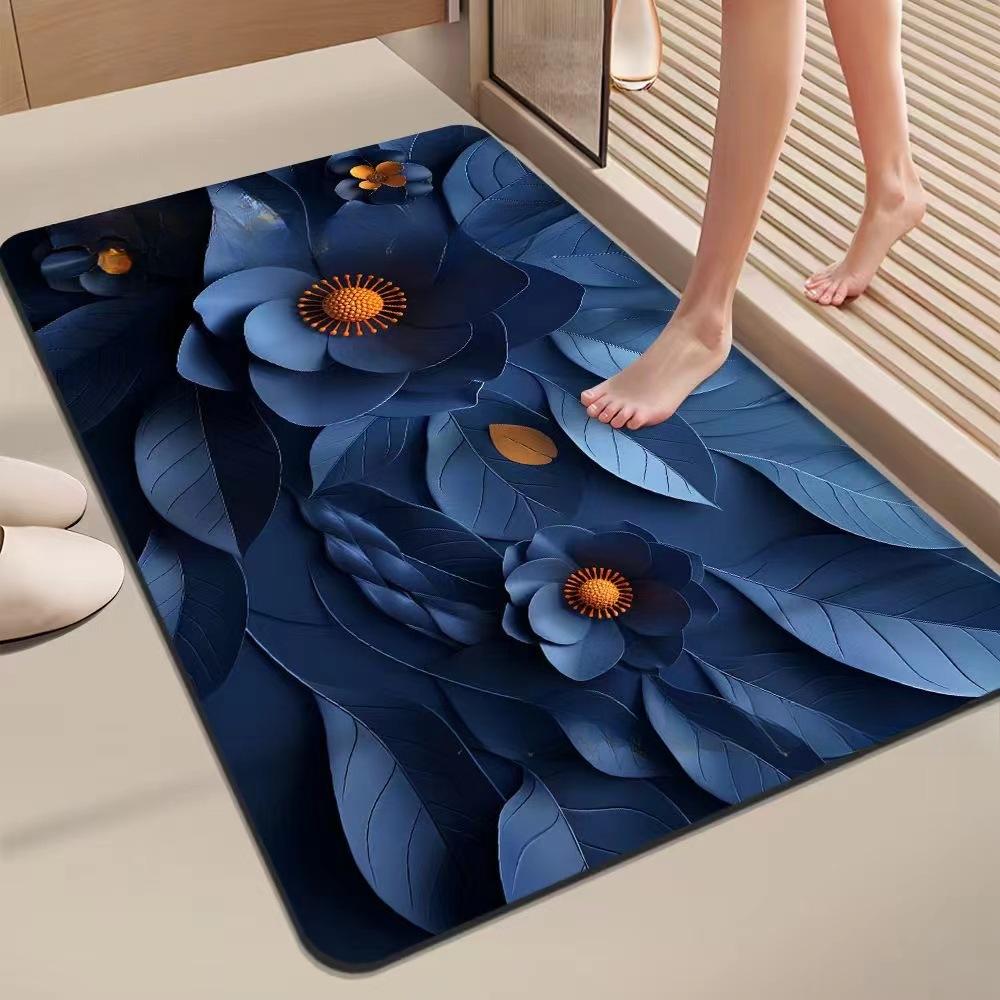 Flower Printing Bathroom Thickening Mat Bath Non-slip Carpets In Wash Basin Bathtub Side Floor Rug Shower Room Doormat Memory Foam 3D Pad