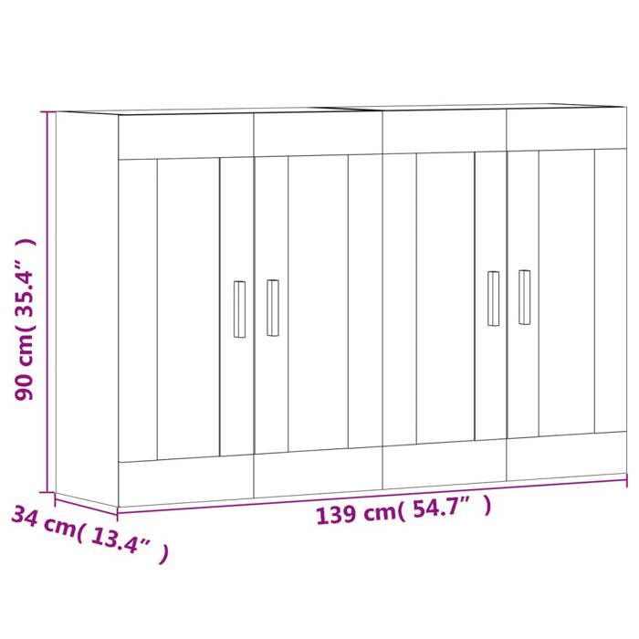 VidaXL Armoires murales 2 pcs noir bois d'ingénierie 3197898