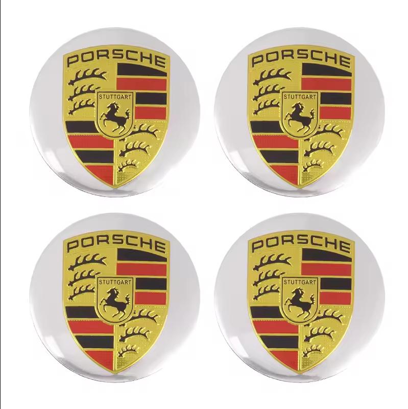 4pcs 56mm For Porsche Cayenne Panamera Macan 911 Taycan Boxster Cayman 918 Pajun Car Wheel Center Caps Rim Cap Logo Stickers