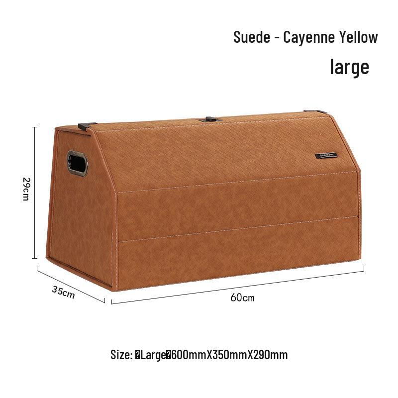 Großer Kofferraum-Organizer für das Auto, Leder mit Schafsfellmuster, Aufklappbares faltbares Design.