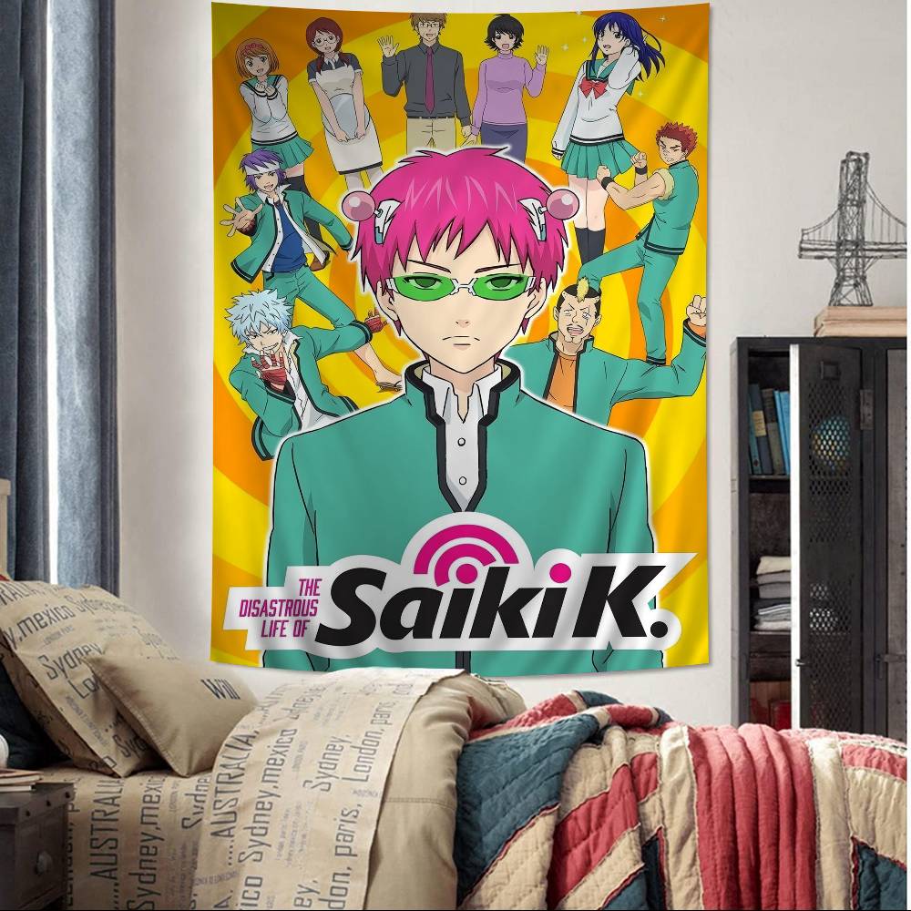 Manga The Disaster Of Nanxiong Saiki K Printed Large Wall Tapestry Art Science Fiction Room Home Decor Decor Blanket