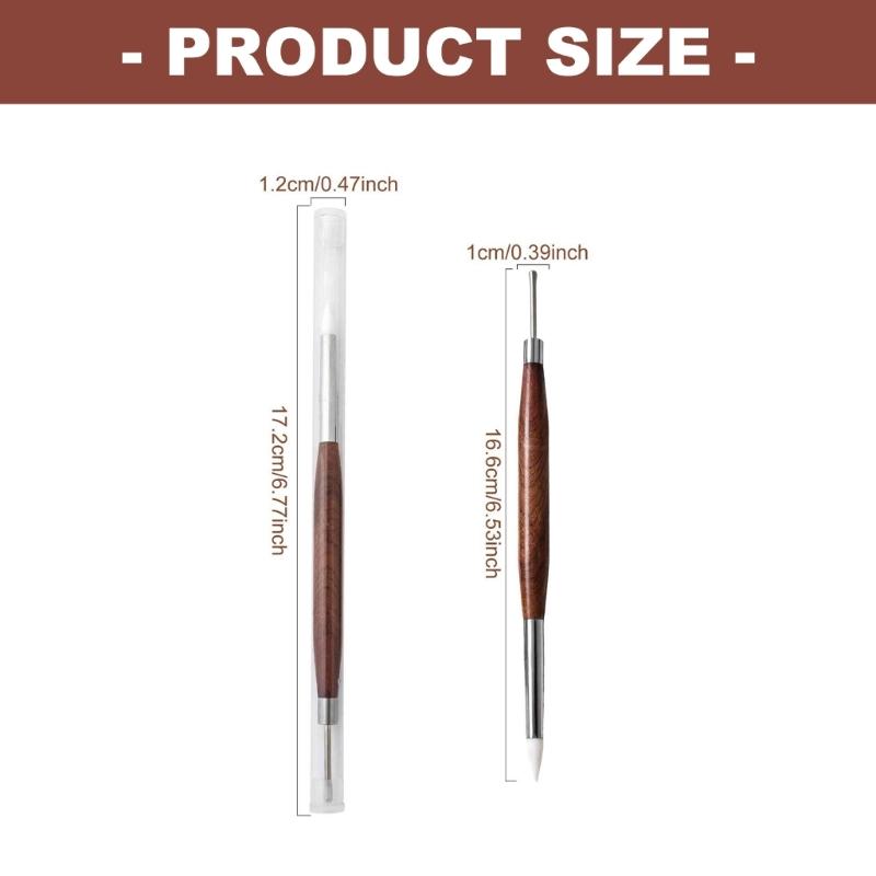 Natural Wood Handle Double Head Nail Art Pen Carving Tool for Comfortable Grip During Nail Design and Decoration