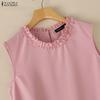 ZANZEA Women Casual Round Neck Solid Color Summer Sleeveless Dress