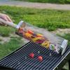 2/3Pcs Set Cylinder Rolling Grilling Basket Stainless Steel Barbecue Rack Useful BBQ Basket  Camping