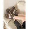 Brown retro non-slip thick-soled fluffy snow boots women's winter heightening warm piled thickened cotton shoes