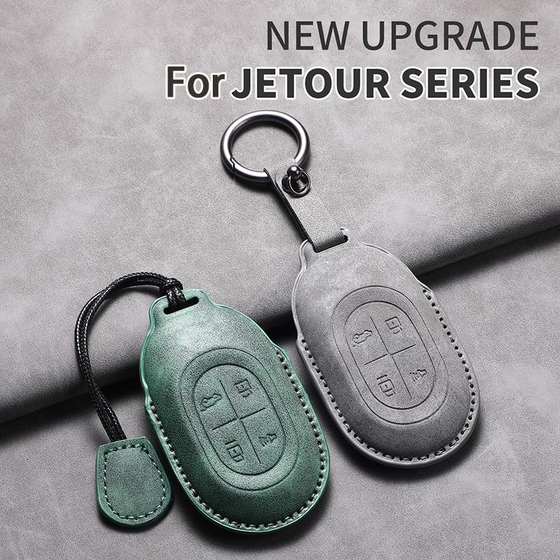Leather Car Remote Key Case Cover For Jetour Shanhai L7 Pro MAX ULTRA Soueast S08 DM Car Protector Fob Keychain Accessories