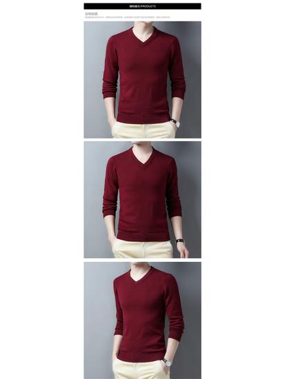 Men's V-Neck Argyle Sweater – Thick, Warm Knit Ideal for Autumn and Winter