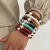 Salircon 7 Colors Vintage Imitation Pearl Elastic Rope Bangles Women Boho Exaggerated Geometric Acrylic Resin Bracelets Jewelry