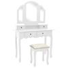 Day and Night - Day and Night White Paulownia Wood Dressing Table and Stool Set 100x40x146cm