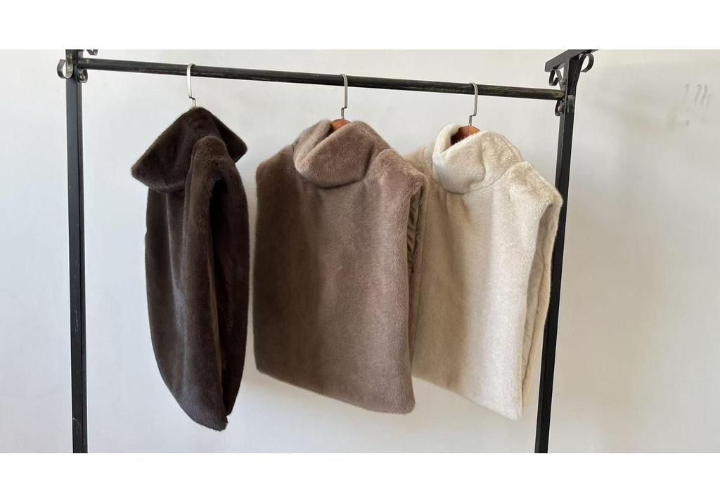 Autumn/Winter Mink Fur High Collar Sleeveless Vest Shawl