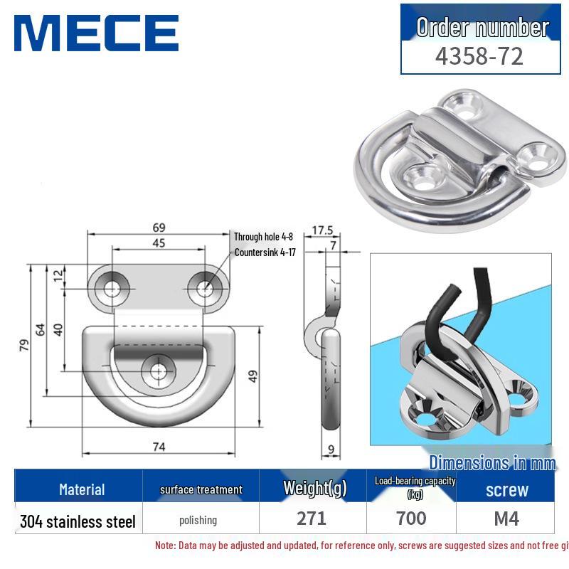Heavy Duty D-Ring Truck Bed Tie-Down Hook with Triangle Latch
