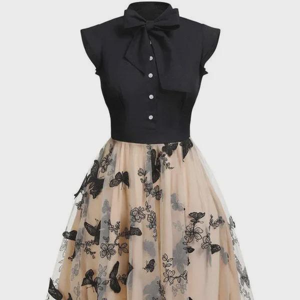 2024 Elegant 3D Butterfly Shirt Collar Cocktail Evening Dress for Women