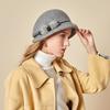 2024 Autumn And Winter New Woolen Basin Hat Versatile Dome Top Hat Women British Belt Felt Hat Bucket Hat
