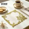 Vintage Floral Table Covers Square Lace Placemat for Dining Table, Embroidered Mesh Heat Resistant Dustproof Dressing Mats Mat, Retro Decorative