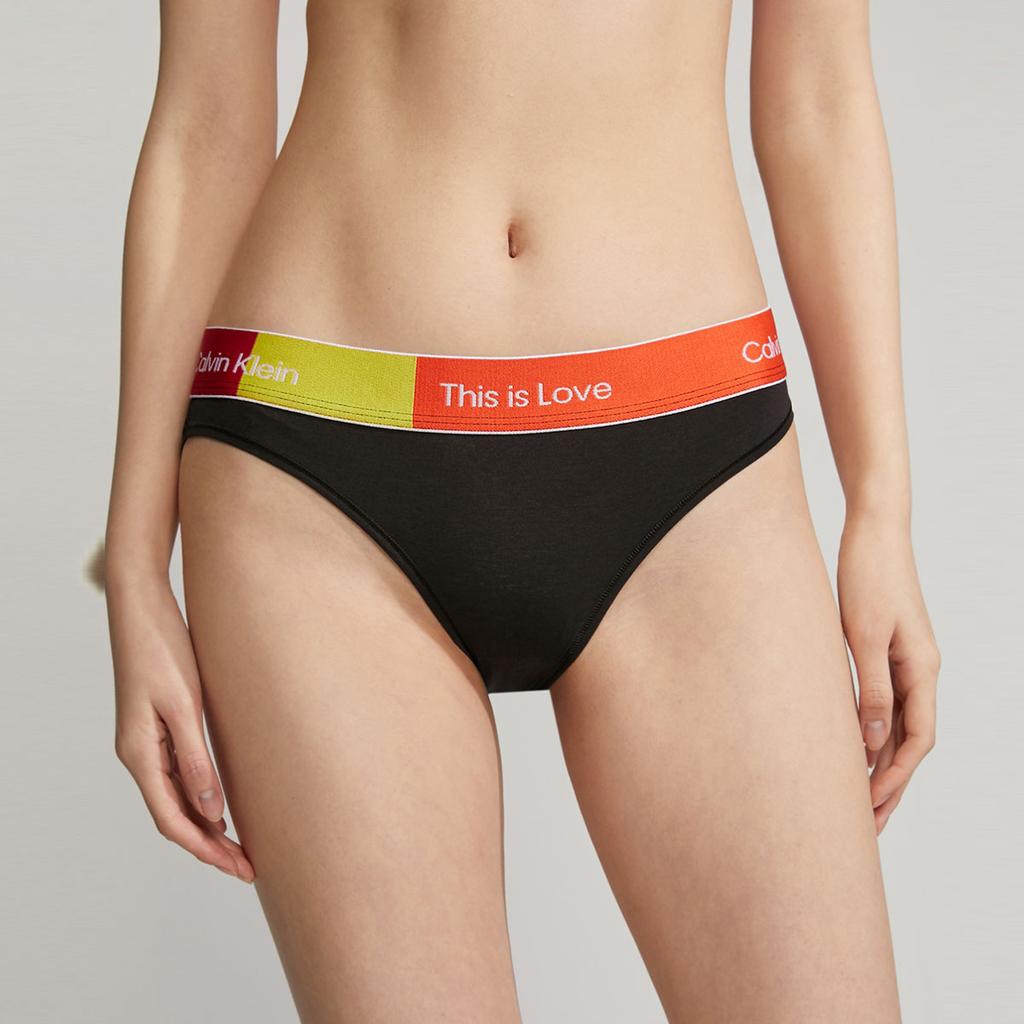 Calvin Klein Rainbow Collection SS23 Logo Embroidered Mid-Rise Sexy Triangle Briefs Women underwear Space-Black QF7256AD-UB1