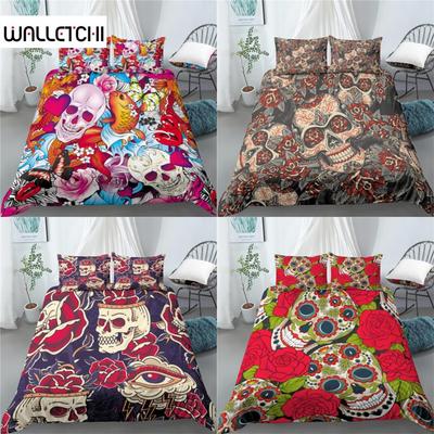 Home Living Luxury 3D Skull Flower Print 2/3Pcs Comfortable Duvet Cover PillowCase Bedding Sets Queen and King EU/US/AU Size