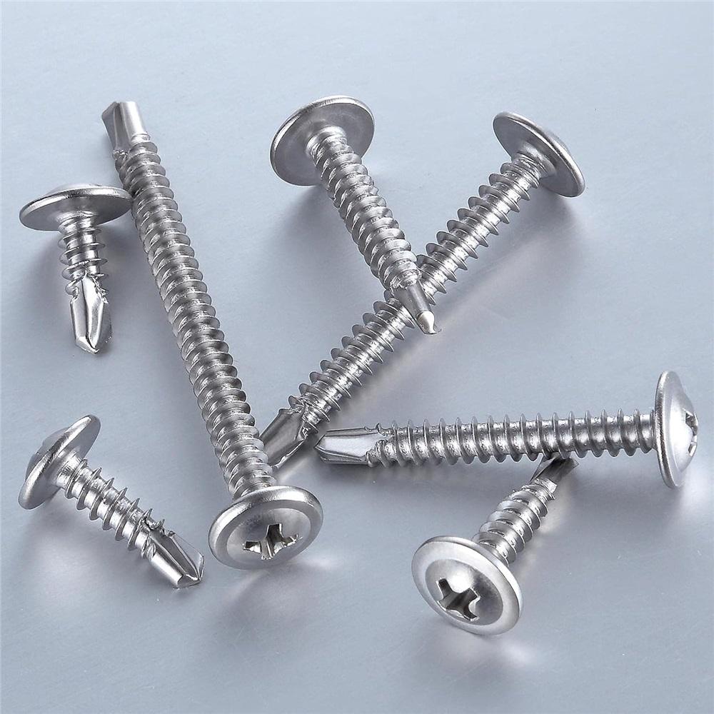 100pcs 410 Stainless Steel Truss Head Self-Tapping Screws – 8 Sizes M4.2x13-50mm, High Strength, Corrosion Resistant For Metal & Wood