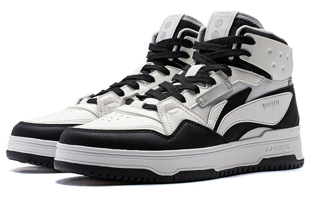 Li Ning Mountain Origin 2.0 Slip Resistant Abrasion Resistant High top Skateboard Shoes Women's Black White AGCT346-1