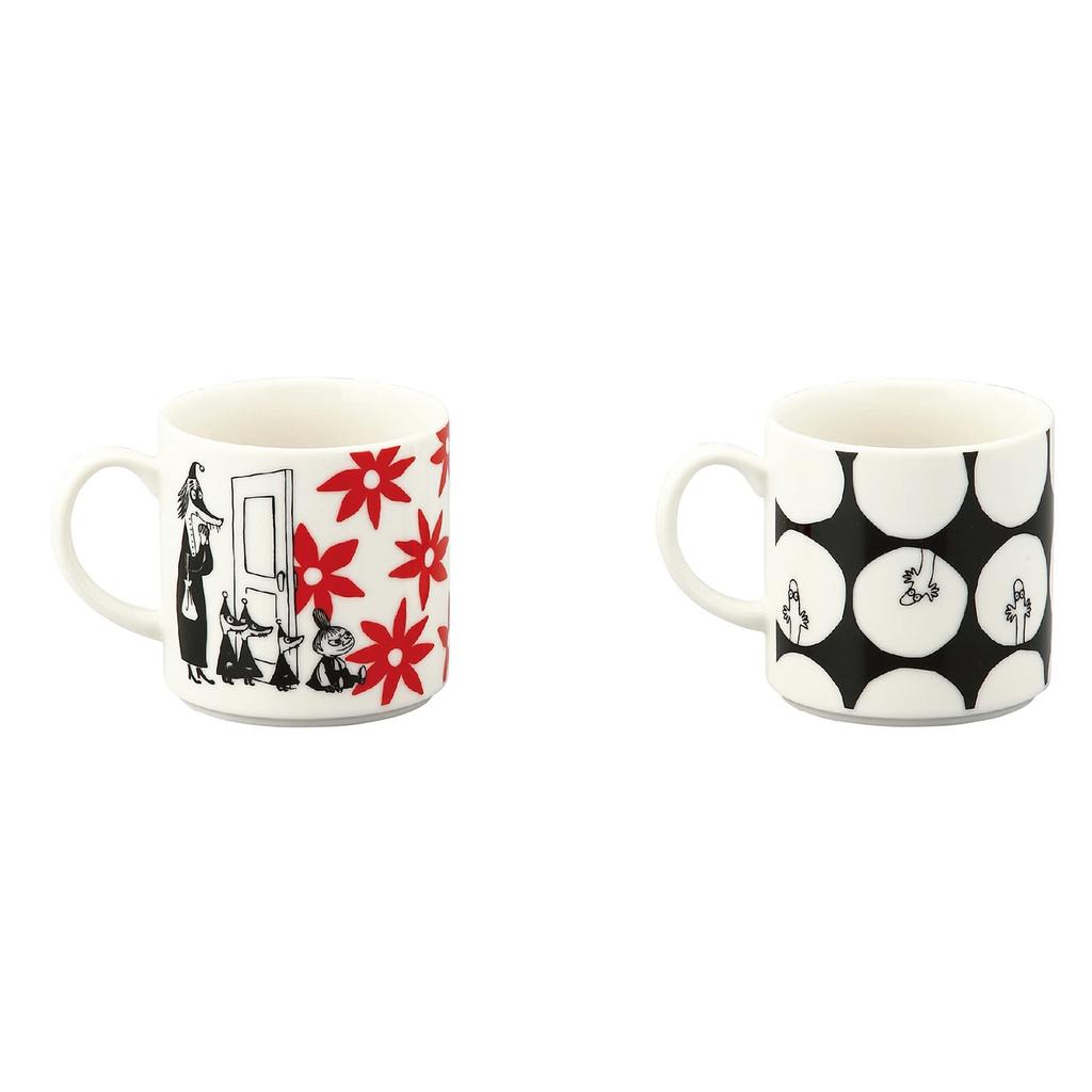 MOOMIN [kuvio] Pair of Mugs, Flower and Dot Design, Approx. 350ml, Microwaveable, Moomin Merchandise, Nordic Style, Mother's Day Gift, Tableware,