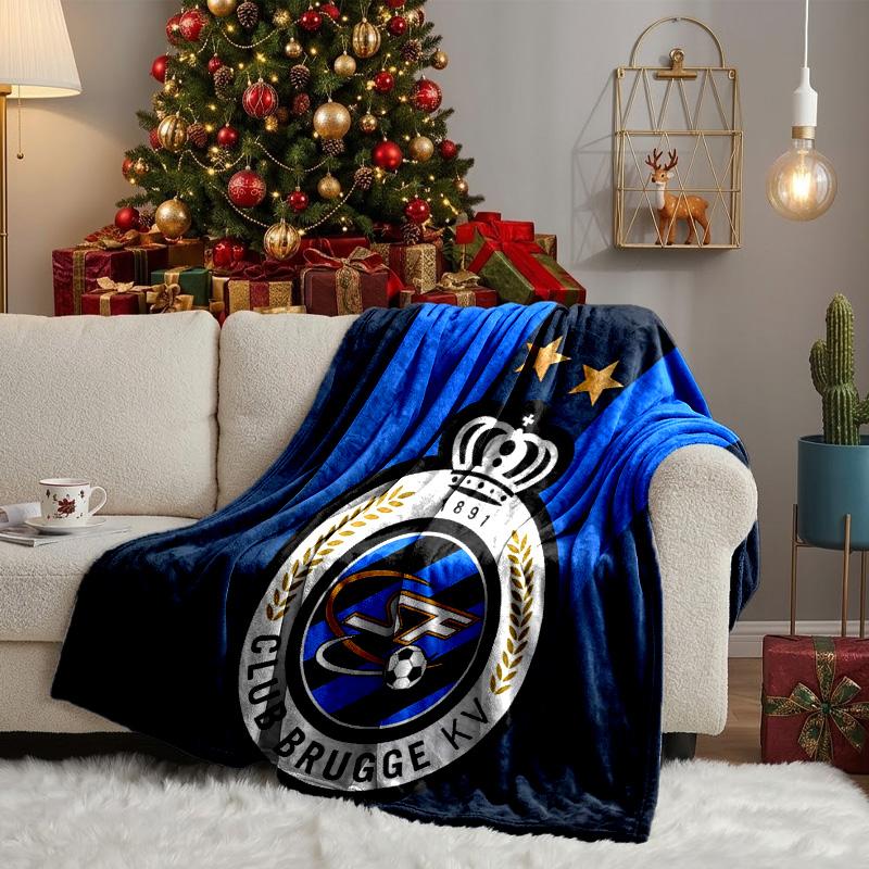 Coperta con stemma Club Brugge FC Coperte in flanella Peluche per divano letto Regali per uomini donne Coperta da viaggio per picnic Regali di Natale per tifosi
