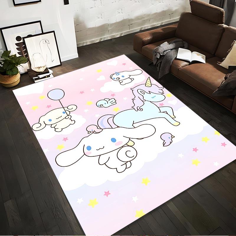 

Cute Pastel Cartoon Unicorn Rabbit and Birds Carpet with Starry Pink Sky Design Suitable for use as an anti-slip1 for1room and bedroom sofas 40x60cm( 15x23in )