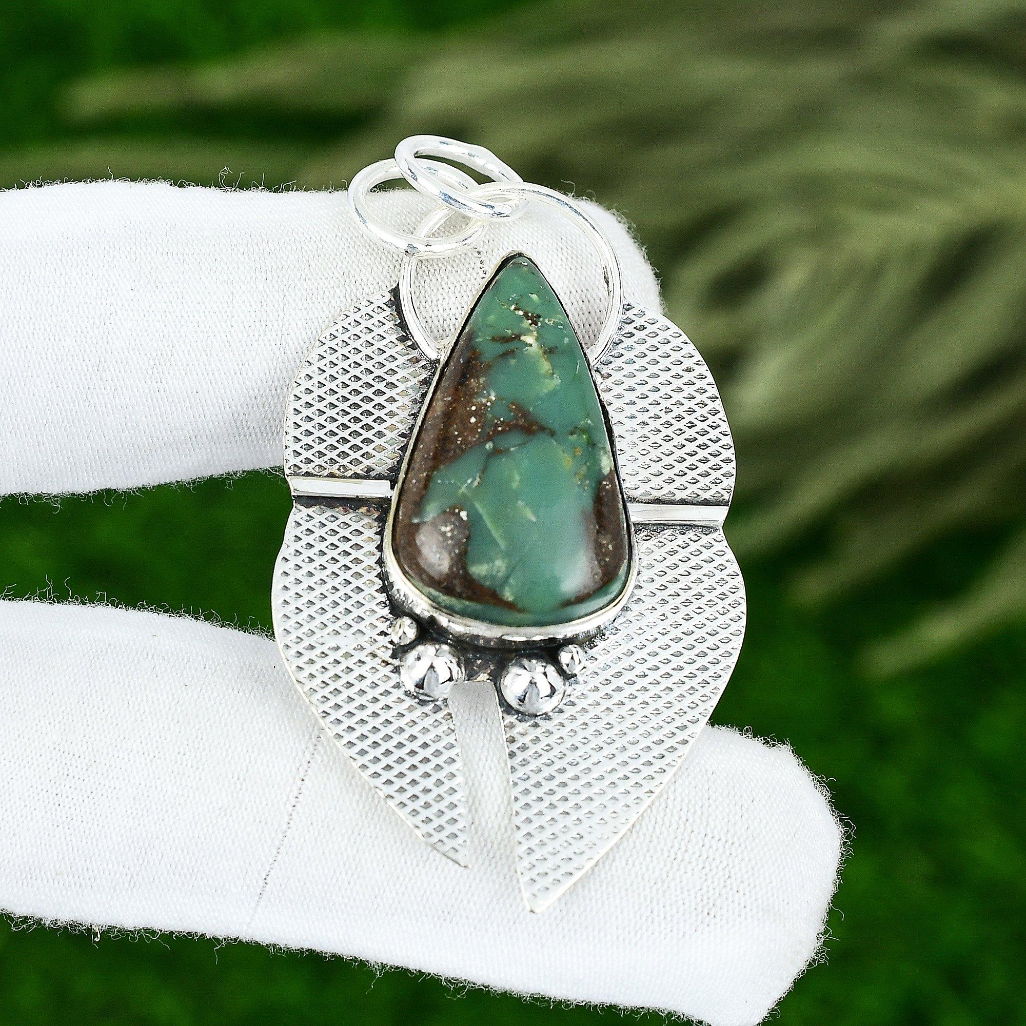 

Sisters Day Deal 925 Silver Pear Natural Chrysoprase Birthday Engagement Pendant