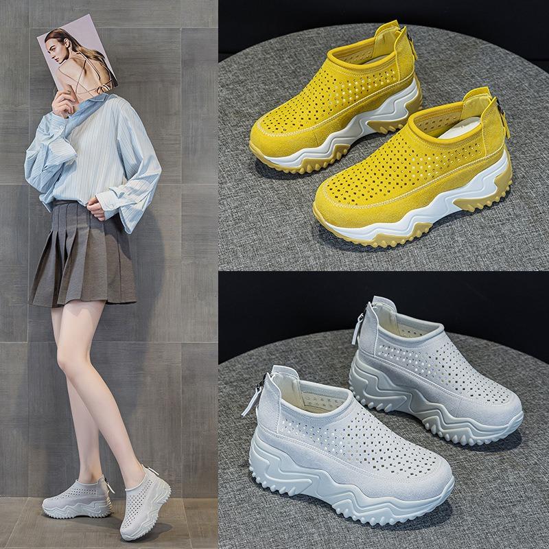 Spring and summer new hole casual sandals breathable thick sole heightening versatile hollow casual shoes women 2502