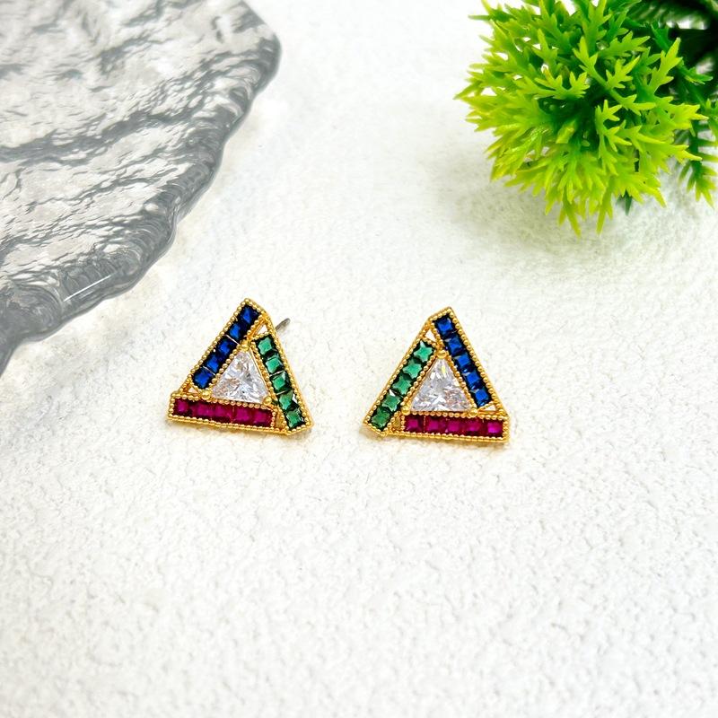 

Personalized Triangular Full Drill Stud Earrings Design разноцветный