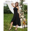 Vestido Midi Sexy Rojo para Mujer con Cruces en el Cuello Halter Volantes Dobladillo Asimétrico Sin Mangas Elegante para Noche Cóctel Boda Dama de Honor Fiesta Formal Baile de Fin de Curso