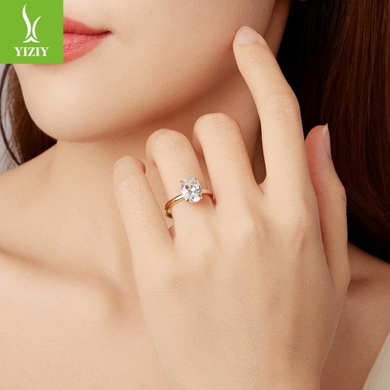 3.5 Carat Zircon Val Cut Engagement Ring Luxury Sparkle S925 Sterling Silver Ring