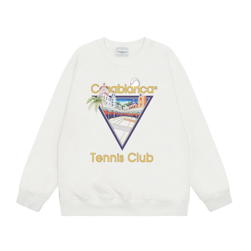 American Trendy Brand Casablanca Crew Neck Sweater Hoodie Men's Couple Ins Autumn and Winter Thickened Long-sleeved Women's T