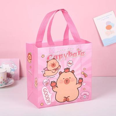 12-48 Stück Niedliche Cartoon-Capybara-Tragetasche Vliesstoffe Süßigkeiten-Geschenktasche Tragbare Handtasche Faltbare Einkaufstasche Partyzubehör