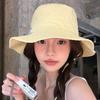 Japanese Fashion Sticker Label Design Bucket Hat Women'S Spring Summer Outdoor Big Brim Sunshade Lace-Up Sun Cap Gorras
