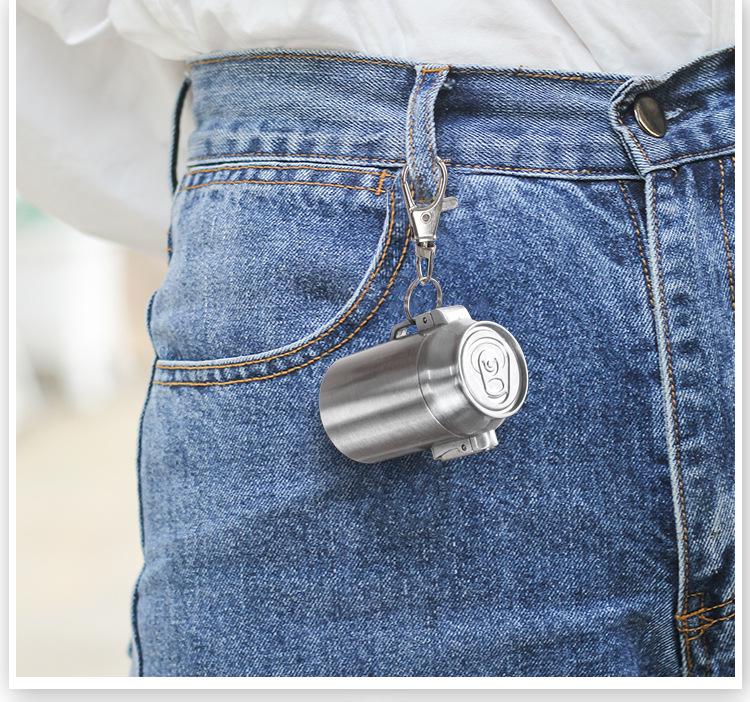 Stylish Metal Portable Ashtray & Cigarette Case with Pop-Top and Carabiner