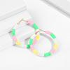 Bohemian Colorful Disc Polymer Clay Beads Hoop Earrings for Women Oversized Circle Ear Buckle Summer Earrings Beach Jewelry
