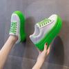 Fashion High quality 8cm Super High Platform Wedge Sneakers Genuine Leather Shoes Women Spring Autumn Green White Shoes Summer Sneakers