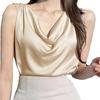 Popolare moda primaverile ed estiva europea e americana semplice top in raso camicia senza maniche