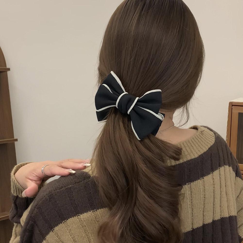 Pinces à cheveux en forme de nœud pour femmes, double face, grandes pinces à cheveux en satin massif, accessoires pour cheveux, barrettes de requin Q2X7