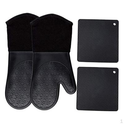 Hitzebeständige Grillhandschuhe Silikon Topflappen Untersetzer Matten Kochen Ofen für