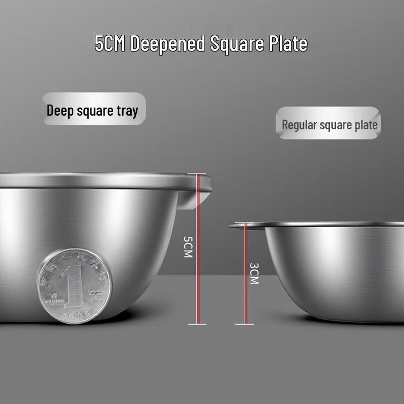 BJ 304 Stainless Steel Rectangular Deep Serving Tray