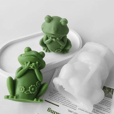 Frog Series Cute Coffee Welcome Frog Candle Mold Aroma Plaster Ornaments Molds Handmade Silicone Candle Making Supplies