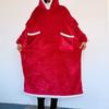 1pcs Hooded Flannel Wearable Blanket Oversized Long Lazy TV Blanket for Home with Fleece Ultra Comfortable Household Supplies
