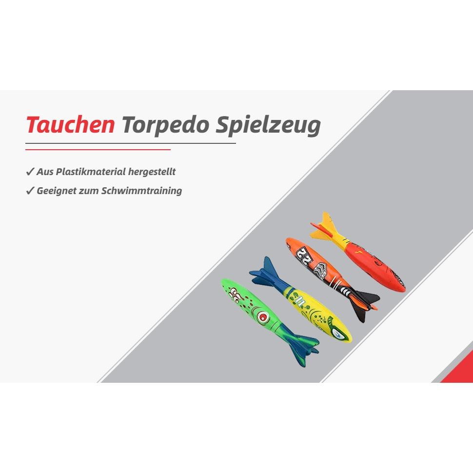 Tauchtorpedospielzeug, 4 Stück Schwimmtrainingsspielzeug Tauchen Wassersportspielzeug für Kinder Unterwasserspiel