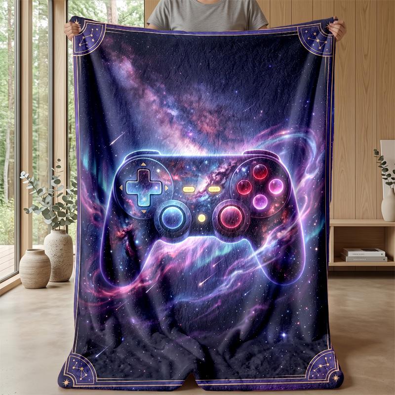 Galaxy Game Pad Theme Blanket Lightweight Warm Flannel Blanket Decorative Throw Blanket for Home Decoration