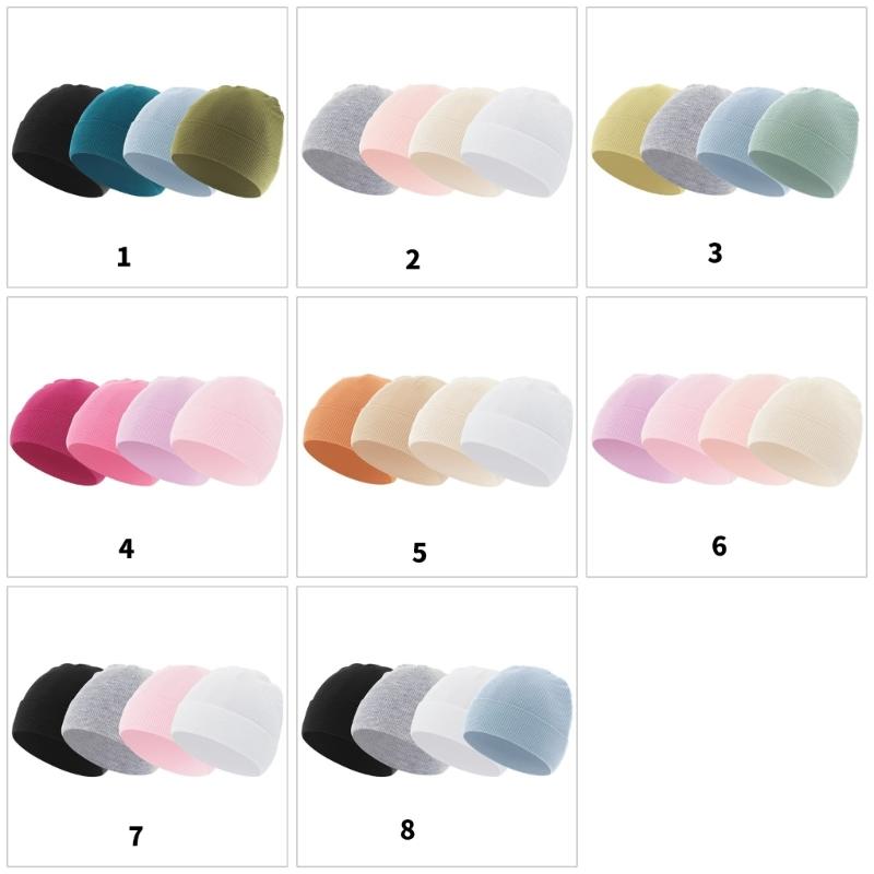 Pack of 4 Infant Knit Hats warm  & Breathable Hat Unisex Newborns Caps for 0 to 12 Months Baby  Ideal for Cold Weather