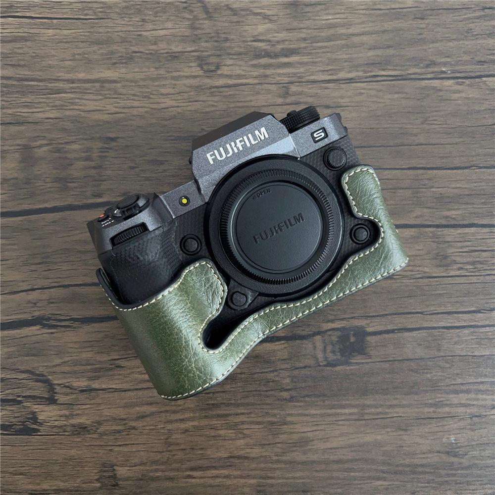 Półpokrowiec na aparat ze skóry PU dla Fujifilm XH2 XH2S Fuji X-H2 X-H2S Otwór dolny Magnetyczna pokrywa