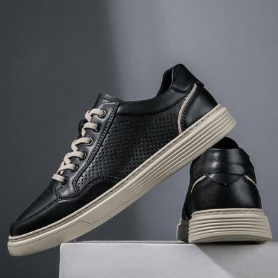 Fashion New Breathable Mens Shoes Fashion Hollow Out Walking Sneakers Comfy Outdoor Italian Genuine Leather Casual Shoes Skateboard Shoe