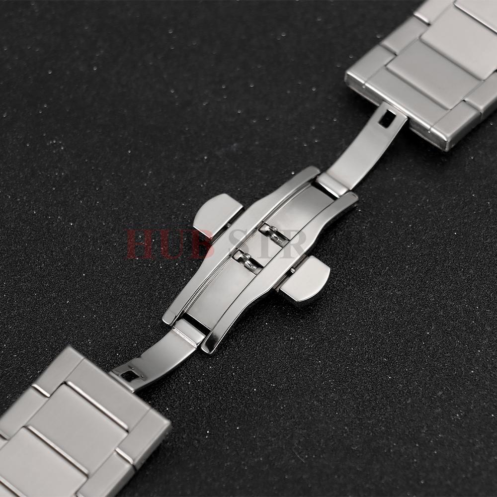Solid Stainless Steel Watch Band Silver Strap 27mm Business Bracelet for Men Women Compatible for HUBLOT Belt Watch Accessories