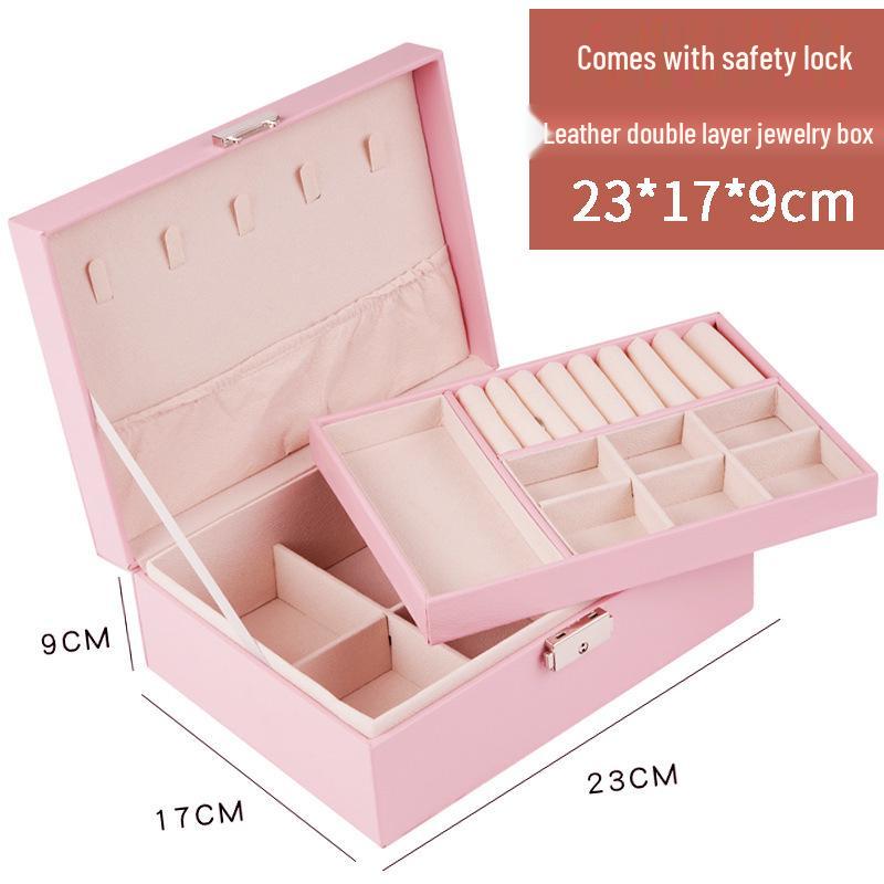 Double-Layer PU Leather Jewelry Box for Earrings, Rings, Necklaces, Bracelets, and Ornaments
